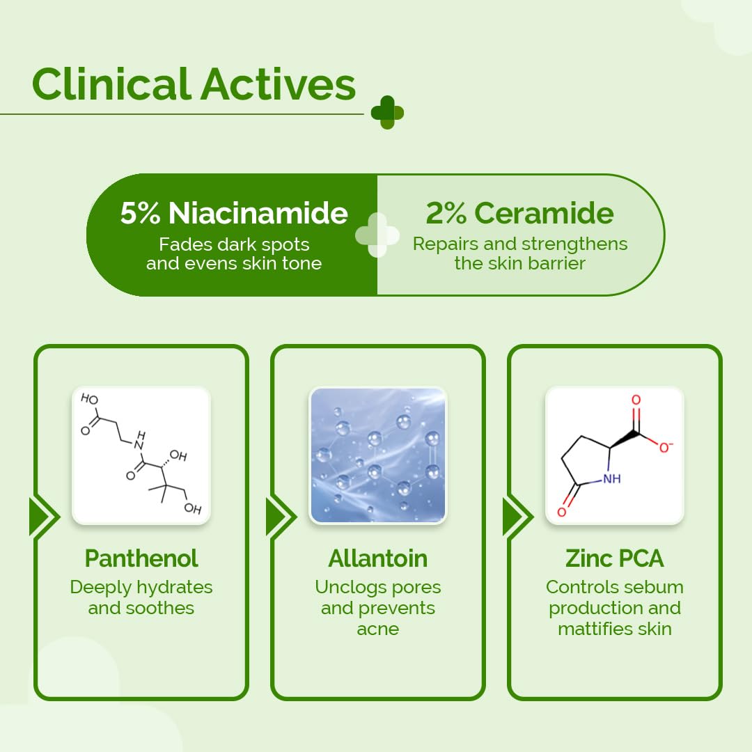 Picture of The Derma Co. 5% Nia-Ceramide Mattifying Moisturizer | For Oily to Acne Prone Skin | 5% Niacinamide, 2% Ceramide | 24 hrs. Moisturization | Panthenol, Allantoin & Zinc PCA | Oil-free Moisturizer -100g