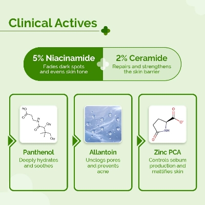 Picture of The Derma Co. 5% Nia-Ceramide Mattifying Moisturizer | For Oily to Acne Prone Skin | 5% Niacinamide, 2% Ceramide | 24 hrs. Moisturization | Panthenol, Allantoin & Zinc PCA | Oil-free Moisturizer -100g