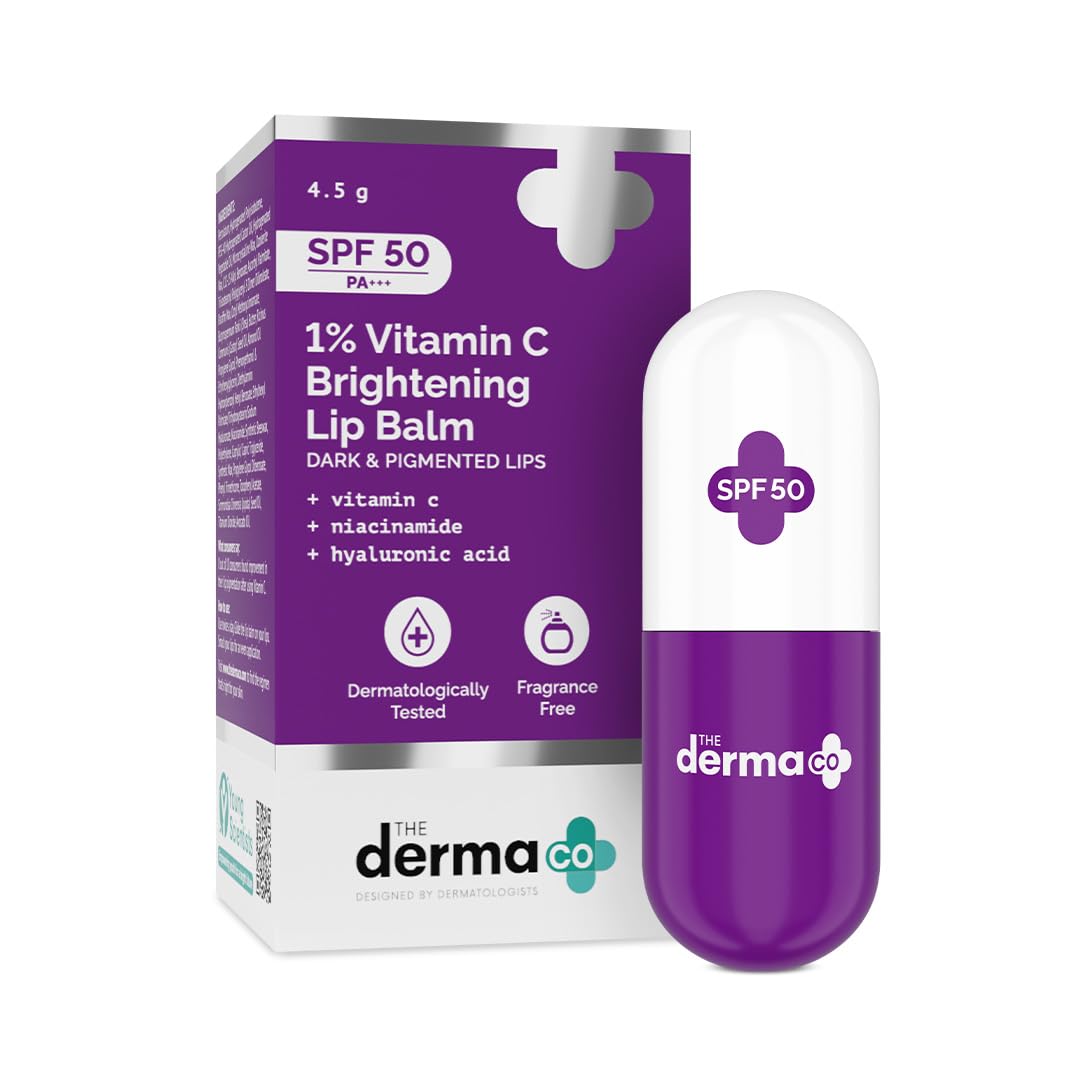 Picture of The Derma Co 1% Vitamin C Brightening Lip Balm with SPF 50 PA +++ I With Niacinamide & Hyaluronic Acid | Reduce Lip Pigmentation | Protects From Sun Damage | For Dark, Pigmented, Dry Lips | 4.5 g