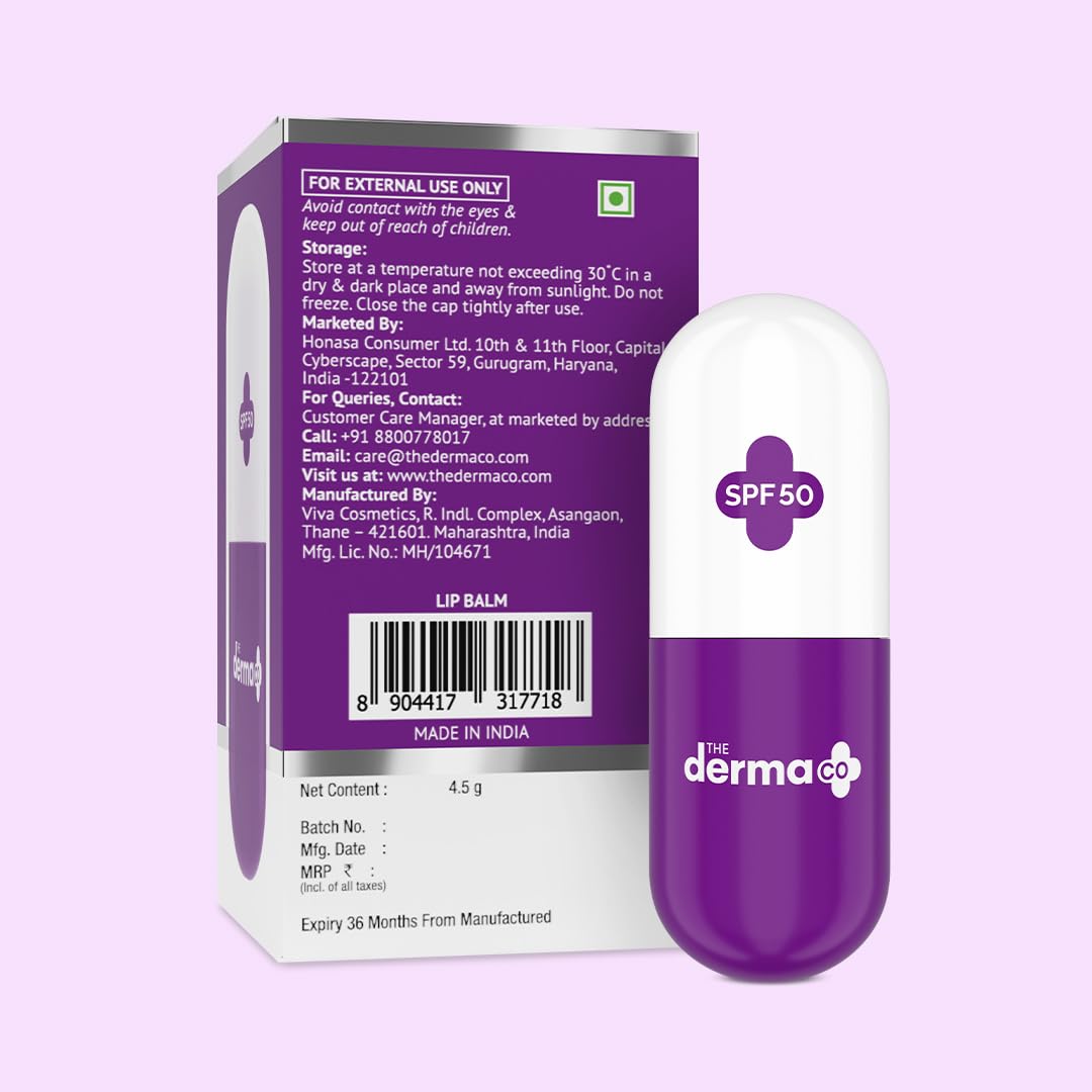 Picture of The Derma Co 1% Vitamin C Brightening Lip Balm with SPF 50 PA +++ I With Niacinamide & Hyaluronic Acid | Reduce Lip Pigmentation | Protects From Sun Damage | For Dark, Pigmented, Dry Lips | 4.5 g