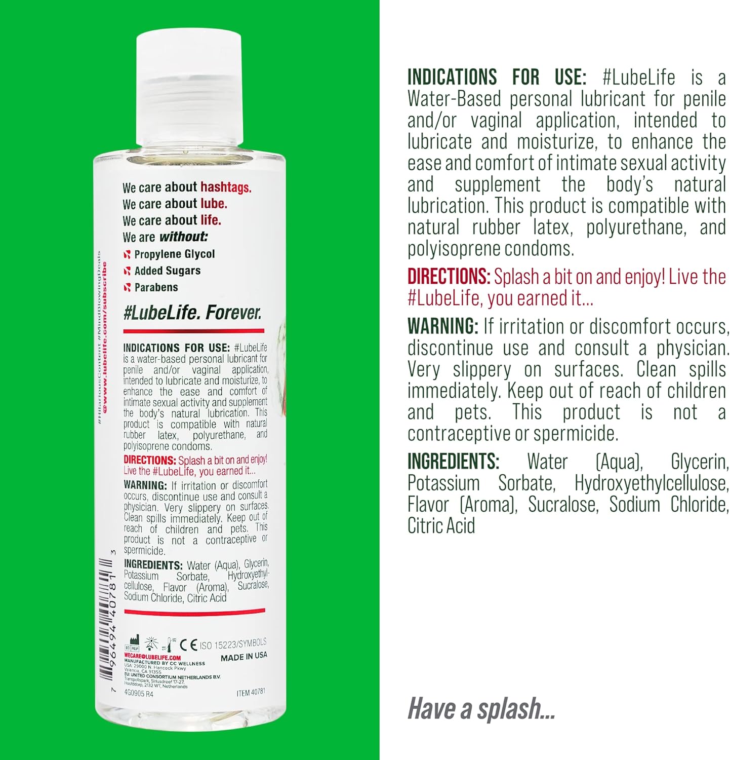 Picture of Lube Life Water-Based Watermelon Flavored Lubricant, Personal Lube for Men, Women and Couples, Made Without Added Sugar, 8 Fl Oz