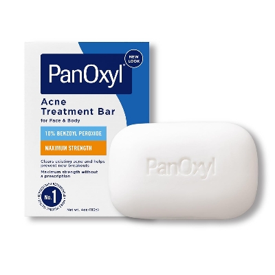 Picture of PanOxyl Acne Treatment Bar with 10% Benzoyl Peroxide, Maximum Strength Acne Bar Soap for Face, Chest and Back, Benzoyl Peroxide Bar Soap Body Wash, Vegan, For Acne Prone Skin, 4 oz