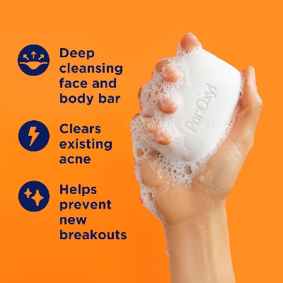 Picture of PanOxyl Acne Treatment Bar with 10% Benzoyl Peroxide, Maximum Strength Acne Bar Soap for Face, Chest and Back, Benzoyl Peroxide Bar Soap Body Wash, Vegan, For Acne Prone Skin, 4 oz