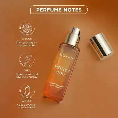 Picture of Bella Vita Luxury Honey Oud Unisex Liquid Eau De Parfum With Bergamot, Patchouli, Vanilla Premium, Long Lasting Sweet & Spicy Fragrance, 20ml