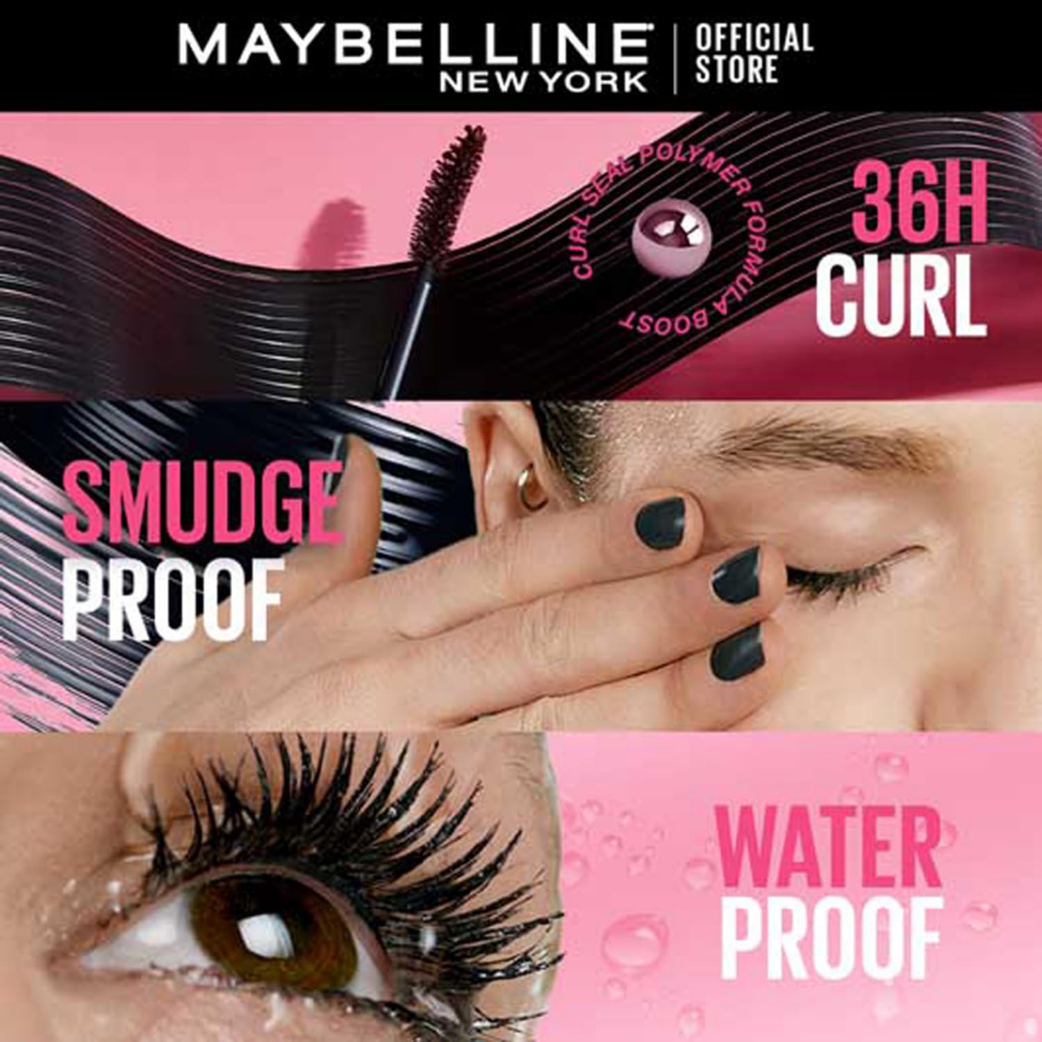 Picture of Maybelline New York Mascara, Curls Lashes, Highly Pigmented Colour, Long-lasting, Waterproof, Hypercurl , Black, 9.2ml