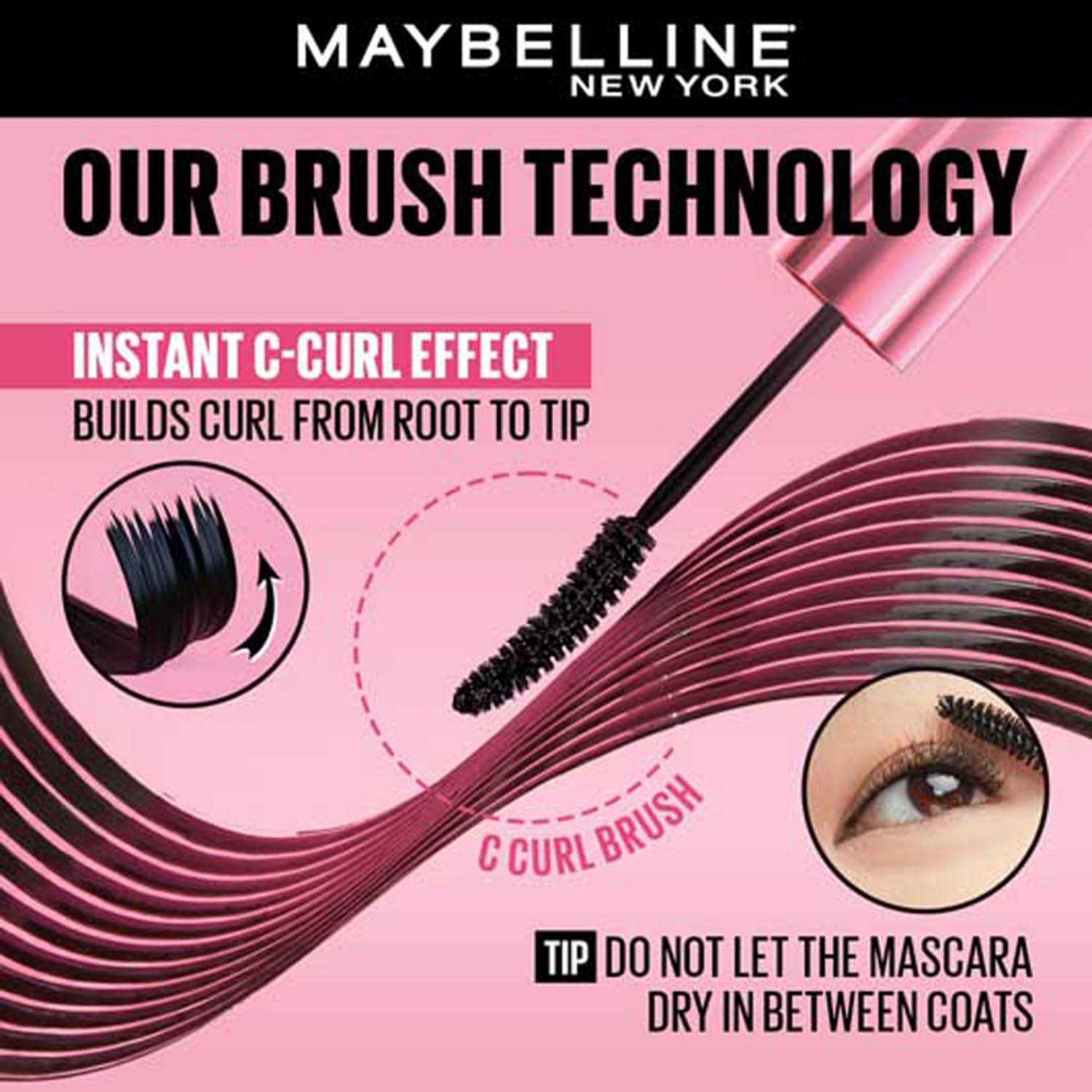 Picture of Maybelline New York Mascara, Curls Lashes, Highly Pigmented Colour, Long-lasting, Waterproof, Hypercurl , Black, 9.2ml