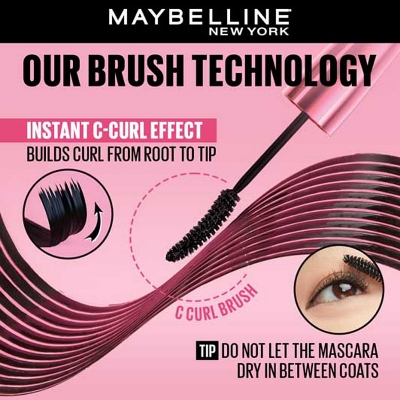 Picture of Maybelline New York Mascara, Curls Lashes, Highly Pigmented Colour, Long-lasting, Waterproof, Hypercurl , Black, 9.2ml
