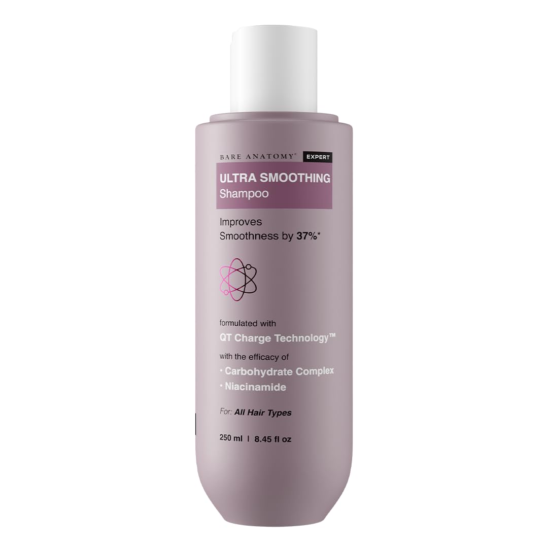 Picture of Bare Anatomy Ultra Smoothing Shampoo for Dry and Frizzy Hair | Restores Smoothing & Texture by 37% | Powered By Carbohydrate Complex & Niacinamide | SLS & Paraben Free | Vegan | For Men & Women -250ml