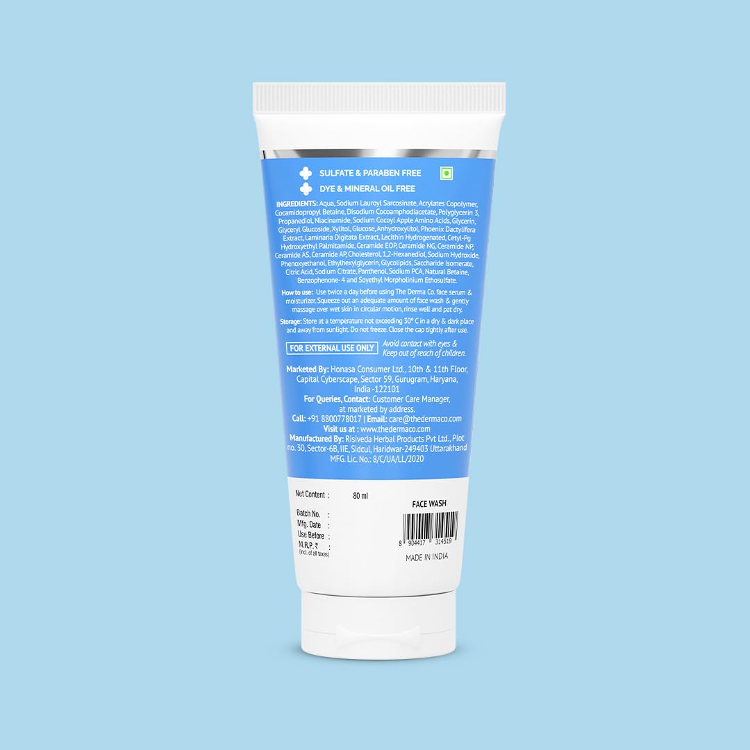 Picture of The Derma Co. Nia-Ceramide Barrier Repair Face Wash 80g | With 2% Niacinamide and 1% Ceramide | Gently Cleanses Skin & Nourishes Skin Barrier | All skin types