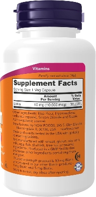 Picture of NOW Foods Supplements, Biotin 10 mg (10,000 mcg), Extra Strength, Energy Production*, 120 Veg Capsules