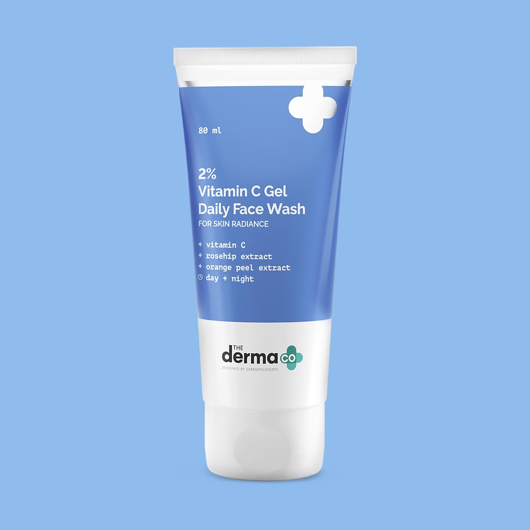 Picture of The Derma Co 2% Vitamin C Gel Daily Face Wash with Vitamin C, Rosehip & Orange Peel Extract for Glowing Skin I Brightens & Evens Skin Tone I Anti-Oxidant Rich Formula I For All Skin Type - 80ml