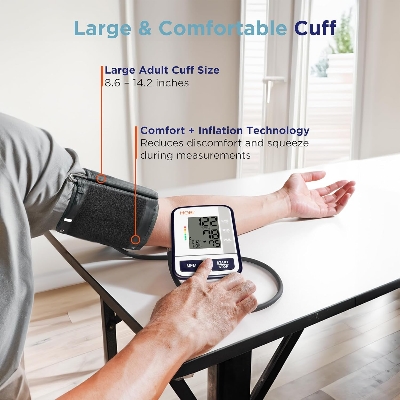 Picture of Blood Pressure Monitor Digital Upper Arm Blood Pressure Machine for Indoor/Outdoor Use with 120 Reading Memory Quick & Easy BP Machine Adjustable Arm Cuff 8.6"- 14.2" Large LCD Display