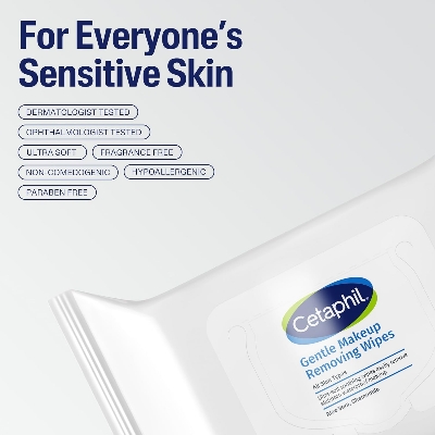 Picture of Cetaphil Gentle Makeup Removing Face Wipes, Daily Cleansing Facial Towelettes Gently Remove Makeup, Fragrance and Alcohol Free, 25 Count
