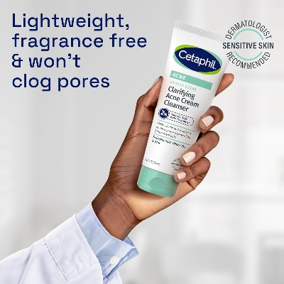 Picture of Cetaphil Acne Face Wash, Gentle Clear Clarifying Acne Cream Cleanser with 2% Salicylic Acid, Deep Cleans & Treats Acne Prone Skin, Skin Care for Sensitive Skin, 4.2oz