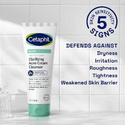 Picture of Cetaphil Acne Face Wash, Gentle Clear Clarifying Acne Cream Cleanser with 2% Salicylic Acid, Deep Cleans & Treats Acne Prone Skin, Skin Care for Sensitive Skin, 4.2oz