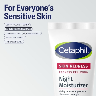 Picture of Cetaphil Night Cream, Redness Relieving Night Moisturizer for Face, 1.7 fl oz, For Dry, Redness-Prone Skin, Hypoallergenic, Fragrance Free