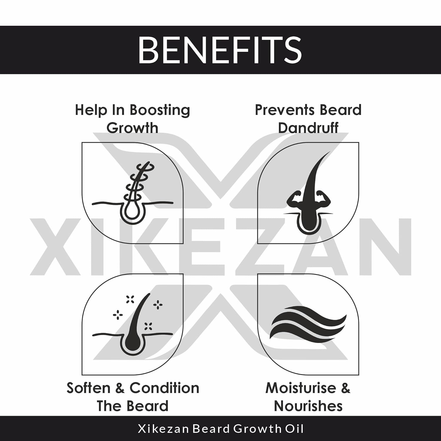 Picture of XIKEZAN Men's Beard oil for men & Hair Growth Oil - All Natural Formula for a Fuller | Healthier Beard and Hair - Softens, Strengthens | Promotes Growth-30 ml