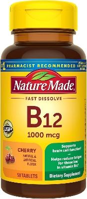 Picture of Nature Made Vitamin B12 1000 mcg, Easy to Take Sublingual B12 for Energy Metabolism Support, 50 Sugar Free Fast Dissolve Tablets, 50 Day Supply