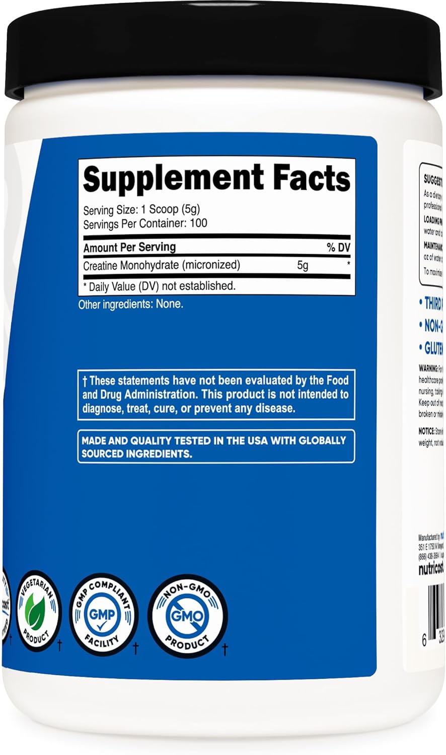 Picture of Nutricost Creatine Monohydrate Micronized Powder 500G, 5000mg Per Serv (5g) - 100 Servings, 17.9 Oz