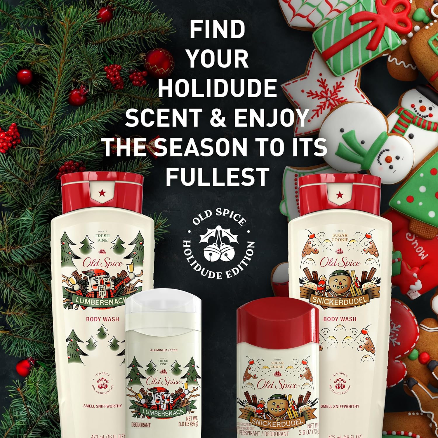 Picture of Old Spice Aluminum Free Deodorant for Men, Holidudes Limited Edition, 24/7 Holiday Freshness, Odor Protection, Stocking Stuffer, Lumbersnack with Fresh Pine Scent, 3.0 oz