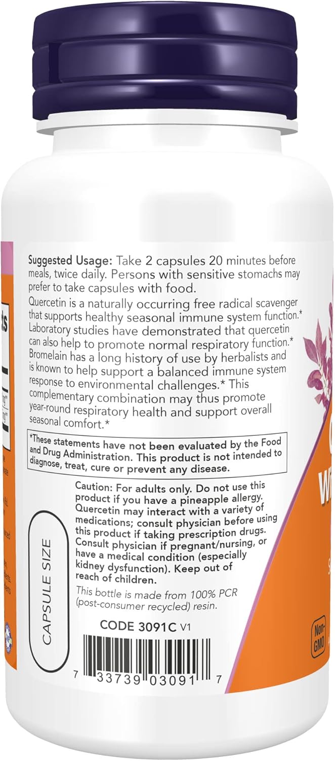 Picture of NOW Supplements, Quercetin with Bromelain, Balanced Immune System*, 60 Veg Capsules