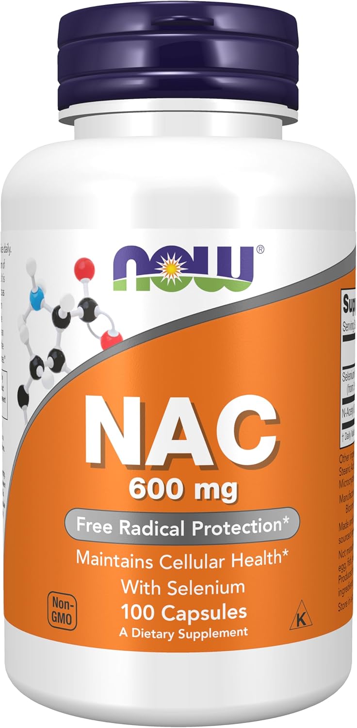 Picture of NOW Supplements, NAC (N-Acetyl Cysteine) 600 mg with Selenium & Molybdenum, 100 Veg Capsules