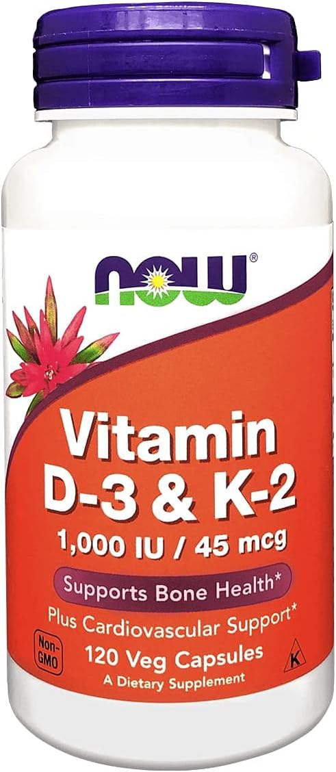 Picture of NOW Foods Vitamin D-3 & K-2 1000 iu/45 mcg - 120 Veg Capsules
