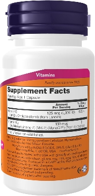 Picture of NOW Foods Supplements, Mega D-3 & MK-7 with Vitamins D-3 & K-2, 5,000 IU/180 mcg, Bone & Cardiovascular Support*, 60 Veg Capsules