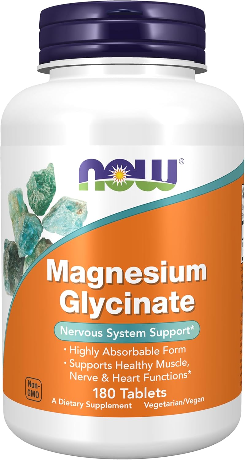 Picture of NOW Foods Supplements, Magnesium Glycinate 100 mg, Highly Absorbable Form, 180 Tablets