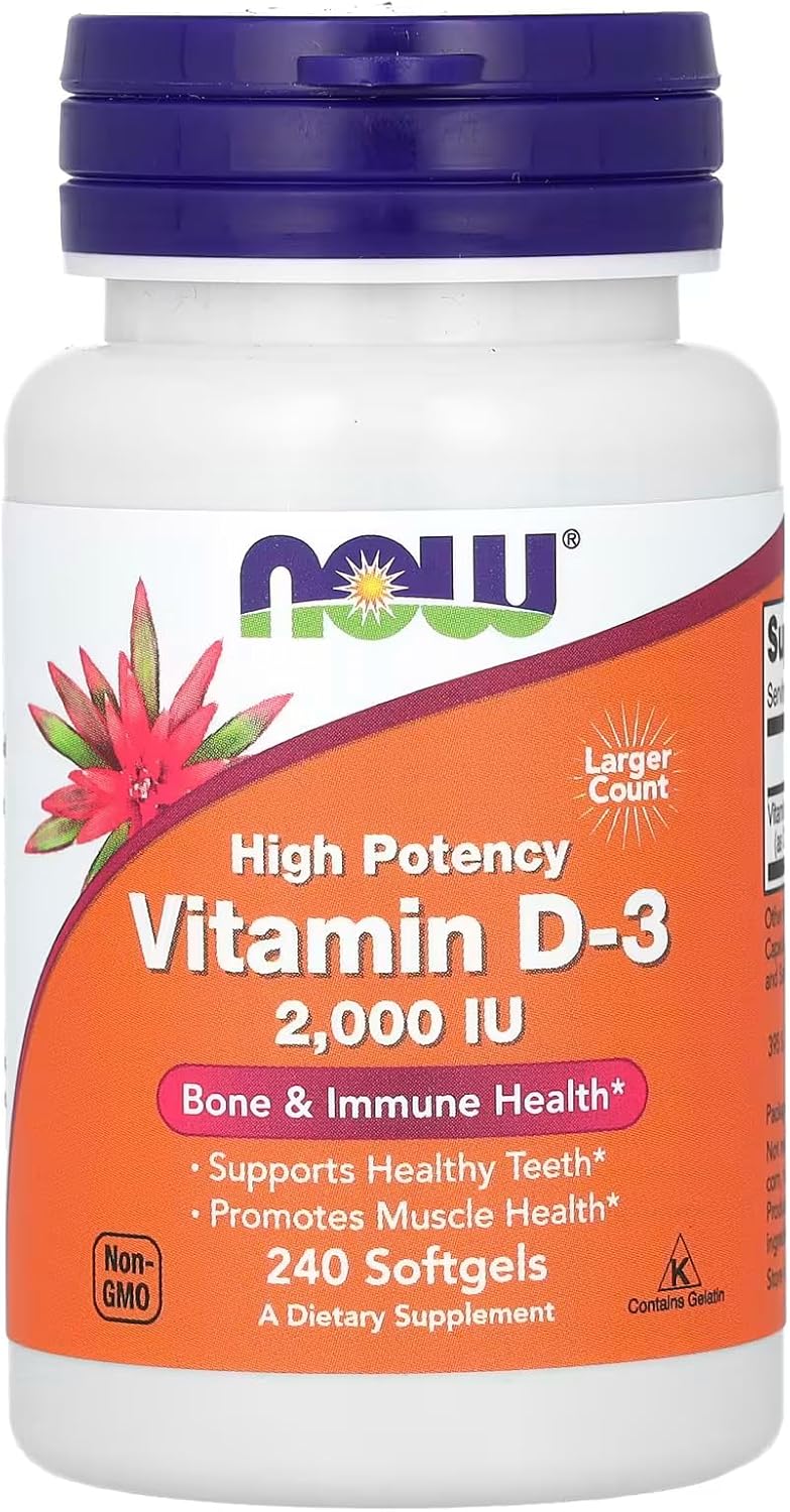 Picture of NOW Foods Supplements, Vitamin D-3 2,000 IU, High Potency, Structural Support*, 240 Softgels
