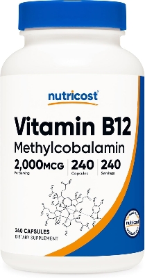 Picture of Nutricost Vitamin B12 (Methylcobalamin) 2000mcg, 240 Capsules - Vegetarian Caps, Non-GMO, Gluten Free B12 Supplement