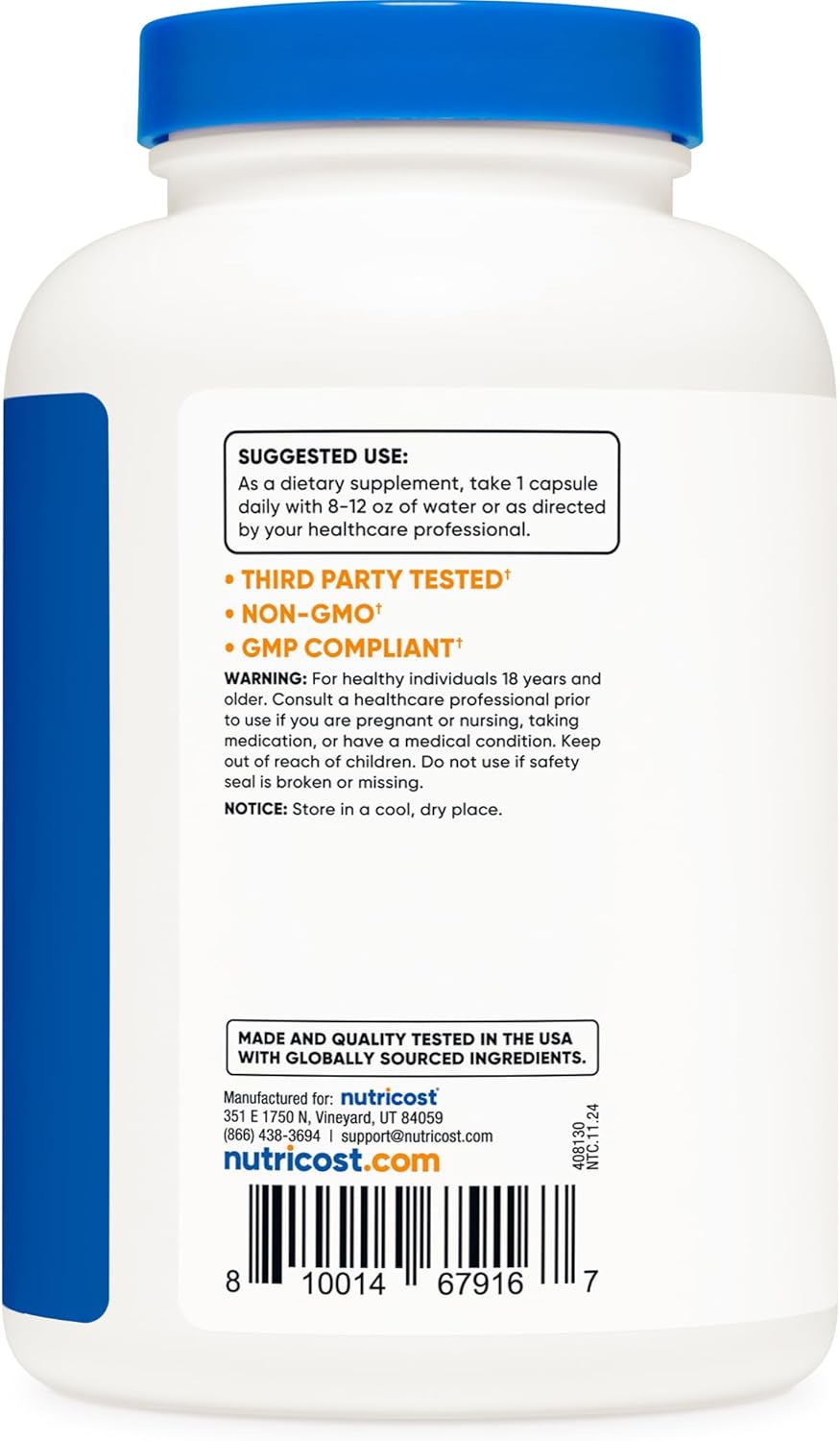 Picture of Nutricost Betaine HCl + Pepsin 790mg, 240 Capsules - Gluten Free & Non-GMO