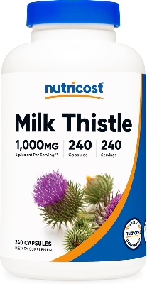 Picture of Nutricost Milk Thistle 1,000mg Equivalent, 240 Capsules - 250mg of 4:1 Extract - Vegan, Non-GMO and Gluten Free
