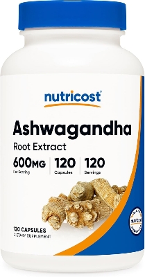 Picture of Nutricost Ashwagandha Herbal Supplement 600mg, 120 Capsules - Vegetarian, Non-GMO, Gluten Free, Ashwagandha Root