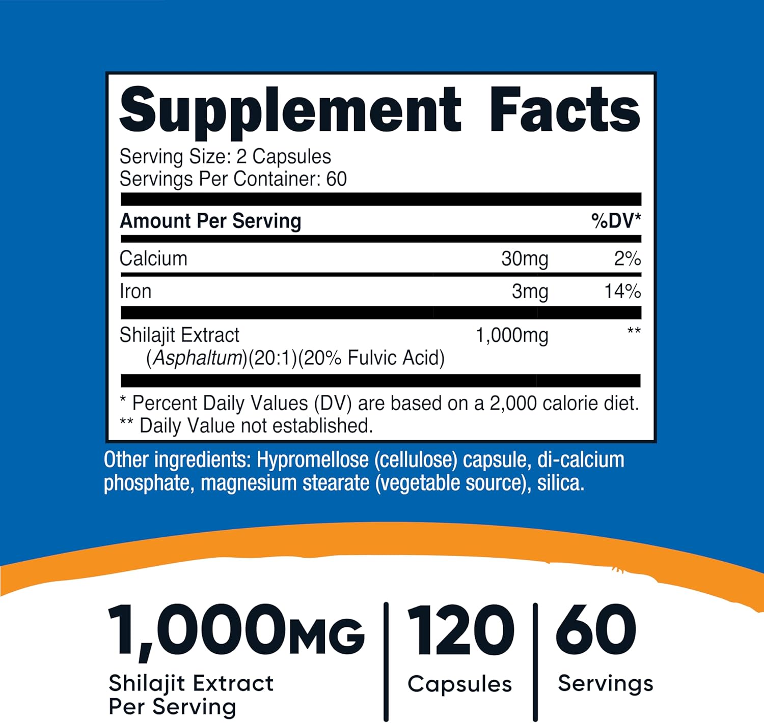 Picture of Nutricost Shilajit Capsules (1,000 mg Per Serving) (120 Capsules) - Shilajit Extract with Naturally Occuring Fulvic Acid, 60 Servings, Gluten Free, Non-GMO, Vegan Friendly Dietary Supplement