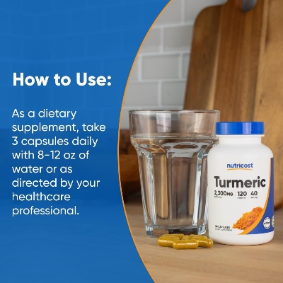 Picture of Nutricost Turmeric Curcumin with BioPerine and 95% Curcuminoids, 2300mg, 120 Capsules, Veggie Capsules, 767mg Per Cap, 40 Servings, Gluten Free, Non-GMO