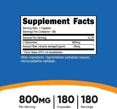 Picture of Nutricost L-Glutamine 800mg, 180 Capsules - Gluten Free, Non-GMO