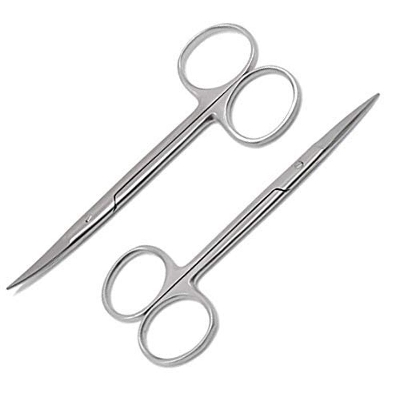 Picture of 2 Iris Scissors 4.5" Curved & Straight Surgical Dental Instruments