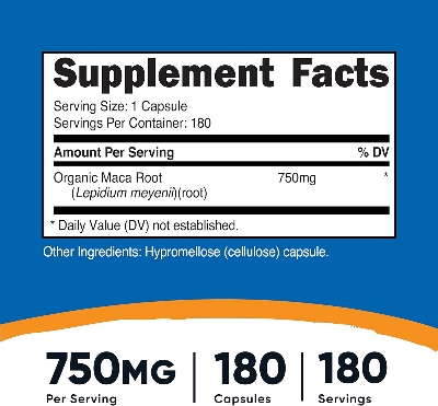 Picture of Nutricost Maca Root (Lepidium meyenii) 750mg, 180 Capsules, 180 Servings