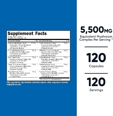 Picture of Nutricost Mushroom Complex Supplement, 120 Capsules - 10 Mushroom Blend (with Reishi, Maitake, Shiitake, Lion's Mane, and More) - Non-GMO and Gluten Free