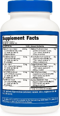 Picture of Nutricost Mushroom Complex Supplement, 120 Capsules - 10 Mushroom Blend (with Reishi, Maitake, Shiitake, Lion's Mane, and More) - Non-GMO and Gluten Free