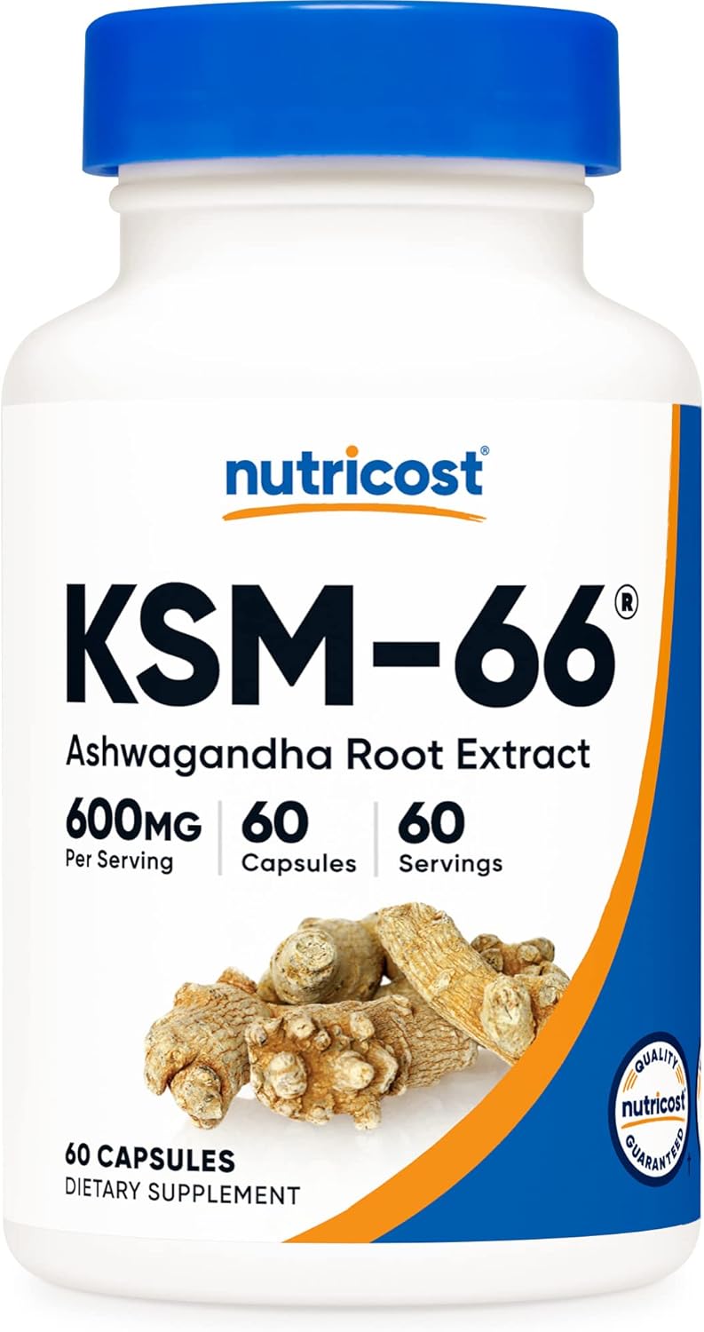 Picture of Nutricost KSM-66 Ashwagandha Root Extract 600mg, 60 Veggie Caps - 5% Withanolides - with BioPerine - Full-Spectrum Root Extract