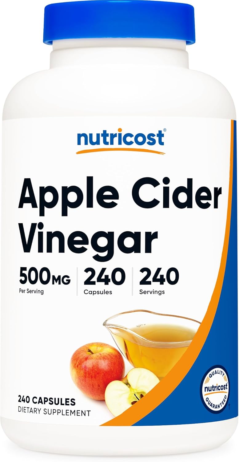 Picture of Nutricost Apple Cider Vinegar Capsules 500mg, 240 Vegetarian Capsules - Natural, Vegetarian, GMP, Non-GMO and Gluten Free