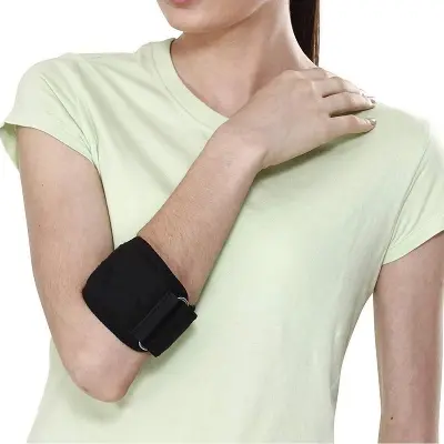 Picture of Elbow Support Brace, Adjustable Tennis Elbow Support Brace, Great for Sprained Elbows, Tendonitis, Arthritis, Basketball, Baseball, Golfer's Elbow Provides Support & Ease Pains (Black)