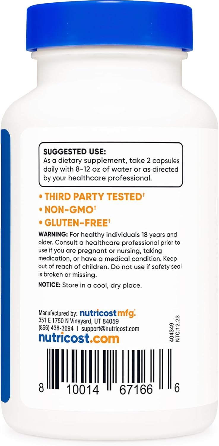 Picture of Nutricost Alpha Lipoic Acid 600mg Per Serving 120 Capsules, 60 Servings - Plant Based Caps, Non-GMO