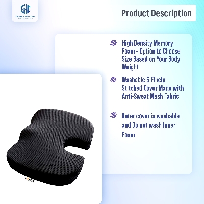 Picture of United Medicare Orthopedic Memory Foam Coccyx Seat Cushion for Tailbone Pain Relief – For Office/Home Chair