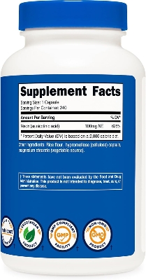 Picture of Nutricost Niacin (Vitamin B3) 100mg, 240 Capsules - with Flushing, Non-GMO, Gluten Free