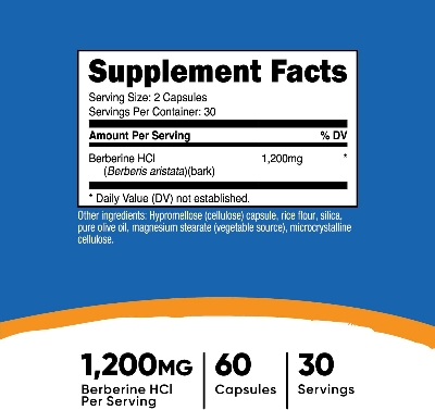 Picture of Nutricost Berberine HCl 600mg, 60 Vegetarian Capsules - Gluten Free & Non-GMO