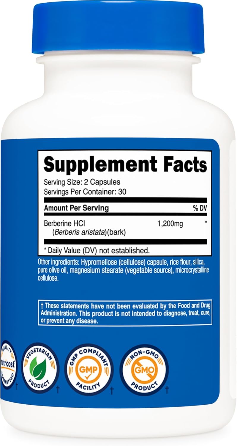 Picture of Nutricost Berberine HCl 600mg, 60 Vegetarian Capsules - Gluten Free & Non-GMO