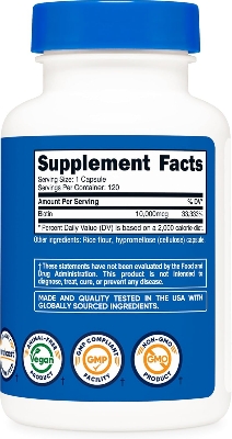 Picture of Nutricost Biotin (Vitamin B7) 10,000mcg (10mg), 120 Capsules - Vegan, Gluten Free, Non-GMO